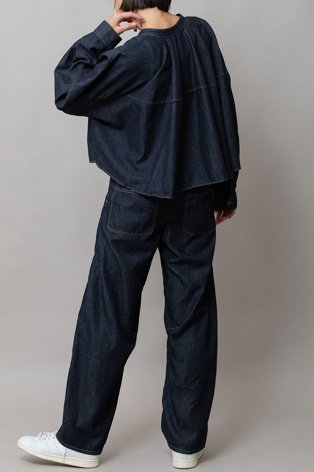 Munich 6ozスラブデニム２wayクロップドシャツ【MN261T14】