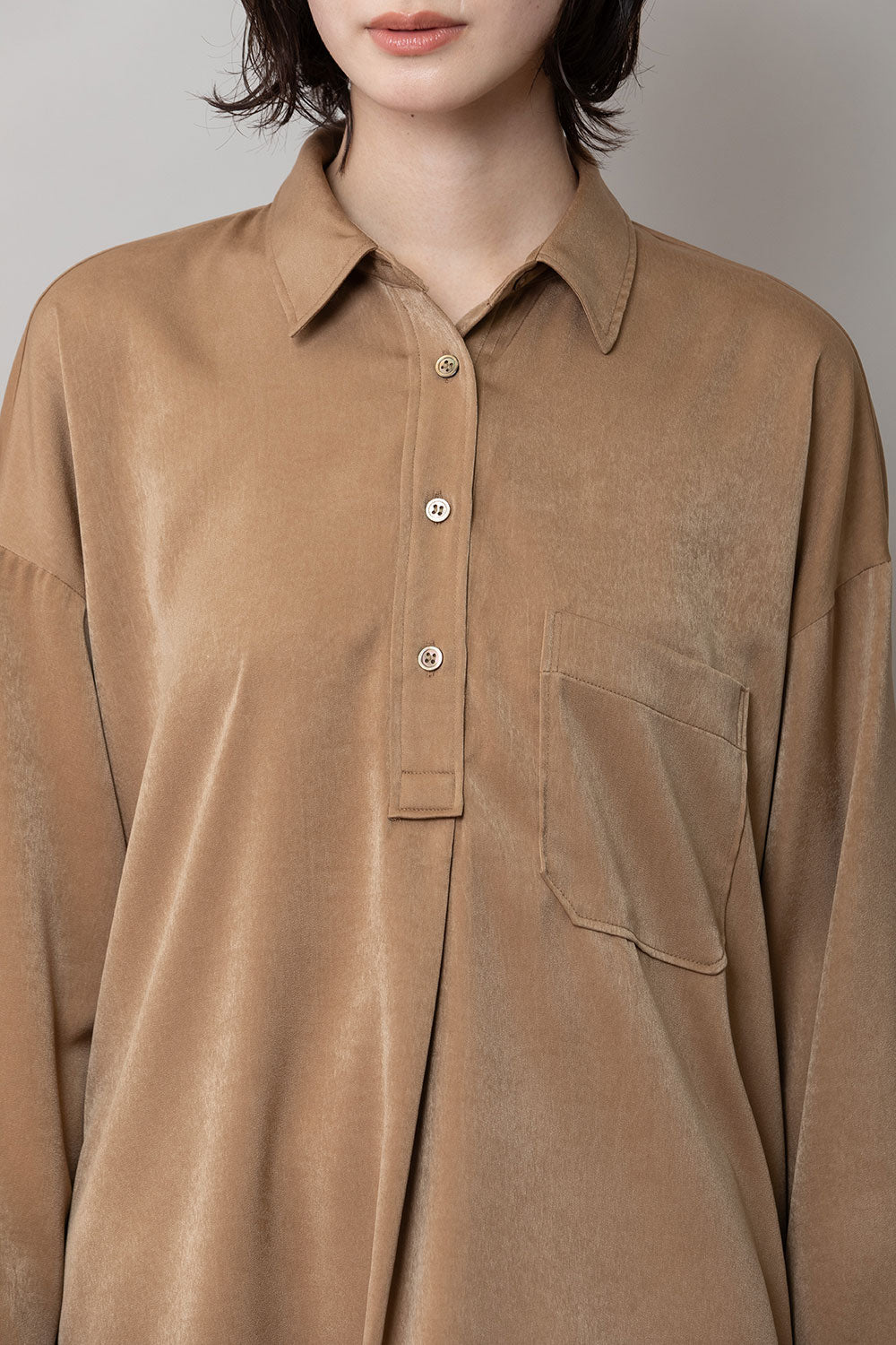 Munich ヴィンテージサテンプルオーバーシャツ【MN252T65】