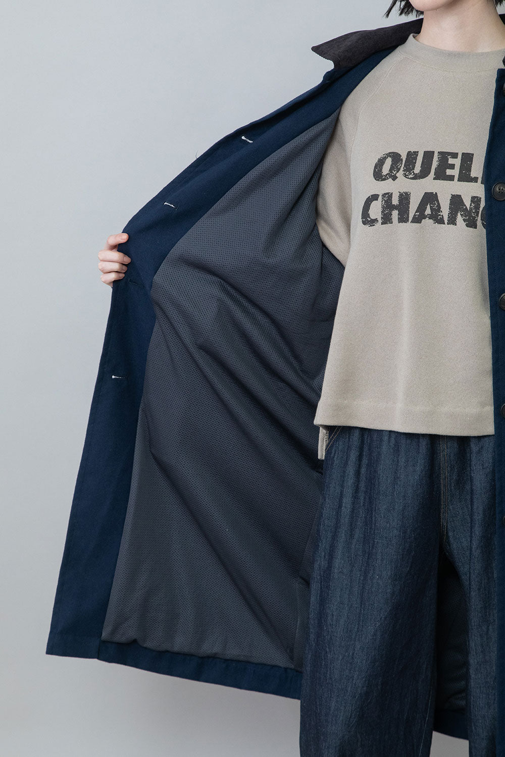 Munich 梳毛調合繊×コーデュロイ×octaステンカラーコート【MN252C30】