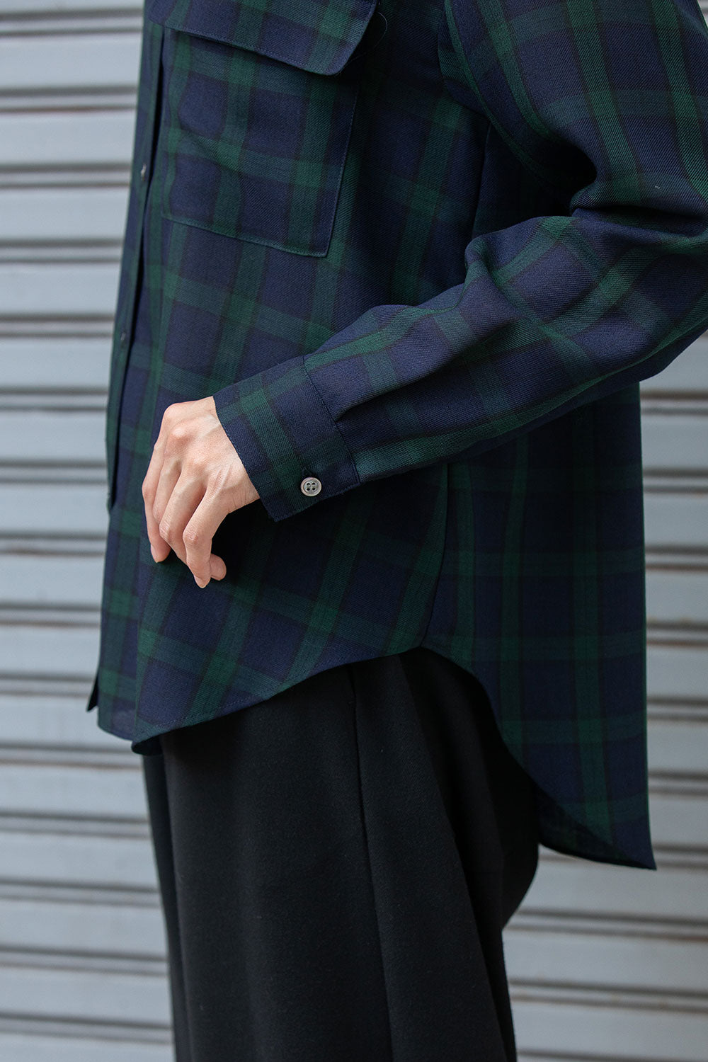 Munich ウォッシャブルウールビエラバンドカラーシャツ【MN252T61】