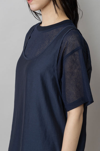 Munich ヴィンテージボイル×ドライツイルレイヤードトップス【MN261T45】