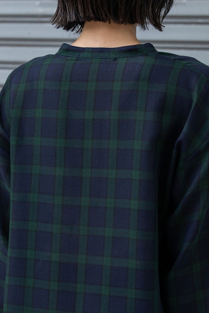 Munich ウォッシャブルウールビエラバンドカラーシャツ【MN252T61】