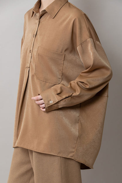 Munich ヴィンテージサテンプルオーバーシャツ【MN252T65】