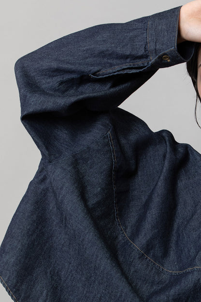 Munich 6ozスラブデニム２wayクロップドシャツ【MN261T14】