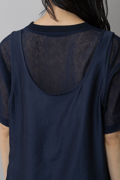 Munich ヴィンテージボイル×ドライツイルレイヤードトップス【MN261T45】