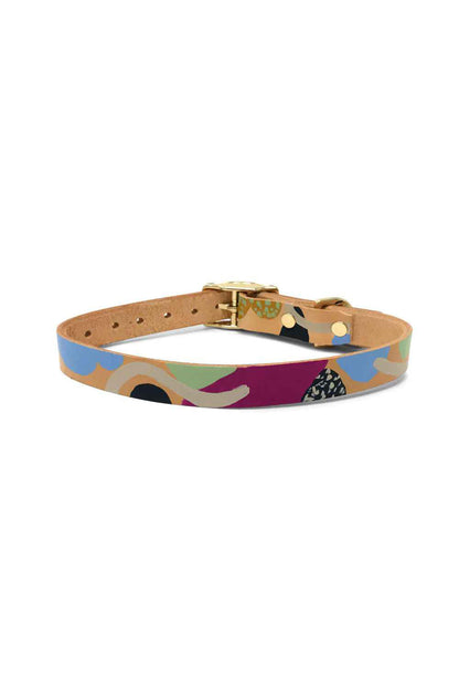 NICE DIGS SNAKES AND LADDERS LEATHER DOG COLLAR