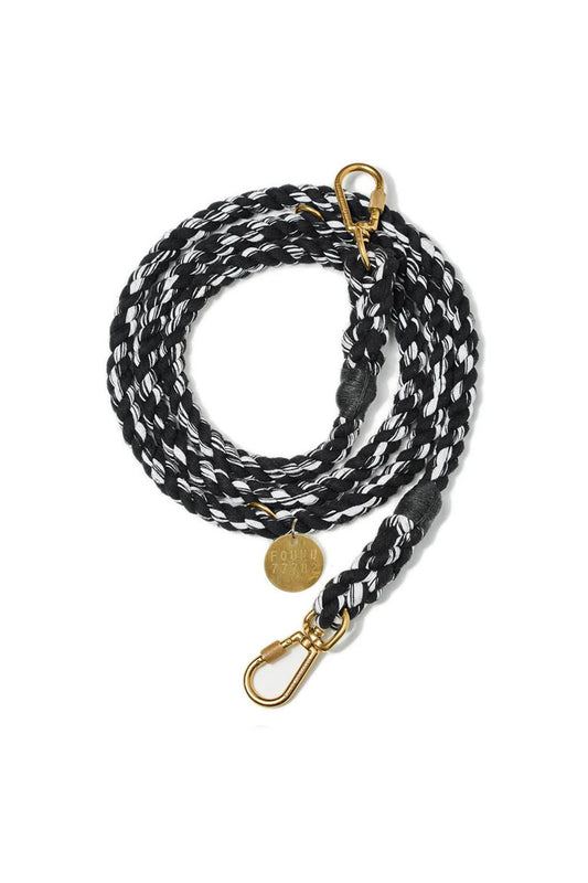 FOUND MY ANIMAL UP-CYCLED ROPE DOG LEASH, ADJUSTABLE & HANDCRAFTED - BLACK AND WHITE