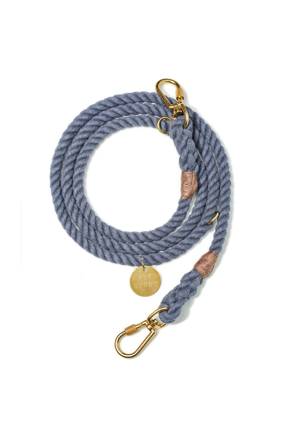 FOUND MY ANIMAL UP-CYCLED ROPE DOG LEASH, ADJUSTABLE - BLUE JEAN