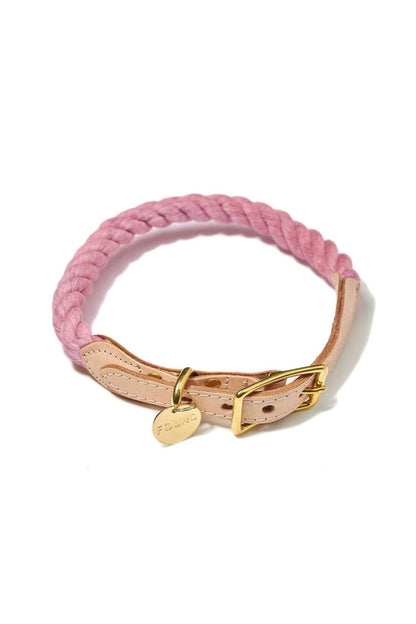 FOUND MY ANIMAL COTTON ROPE & LEATHER CAT & DOG COLLAR - BLUSH