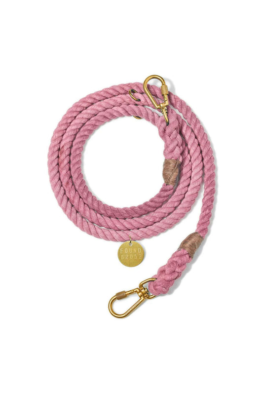 FOUND MY ANIMAL COTTON ROPE DOG LEASH, ADJUSTABLE & HANDCRAFTED - BLUSH