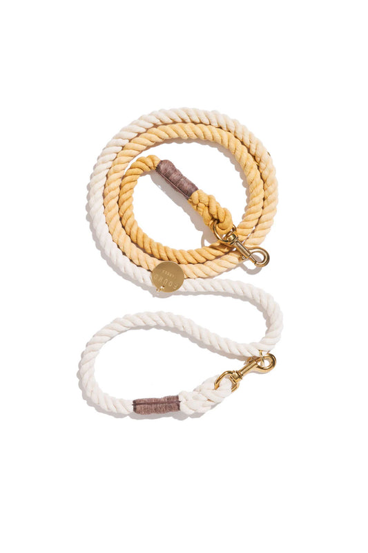 FOUND MY ANIMAL COTTON ROPE DOG LEASH, ADJUSTABLE & SECURE BOLT SNAP - BUTTERSCOTCH