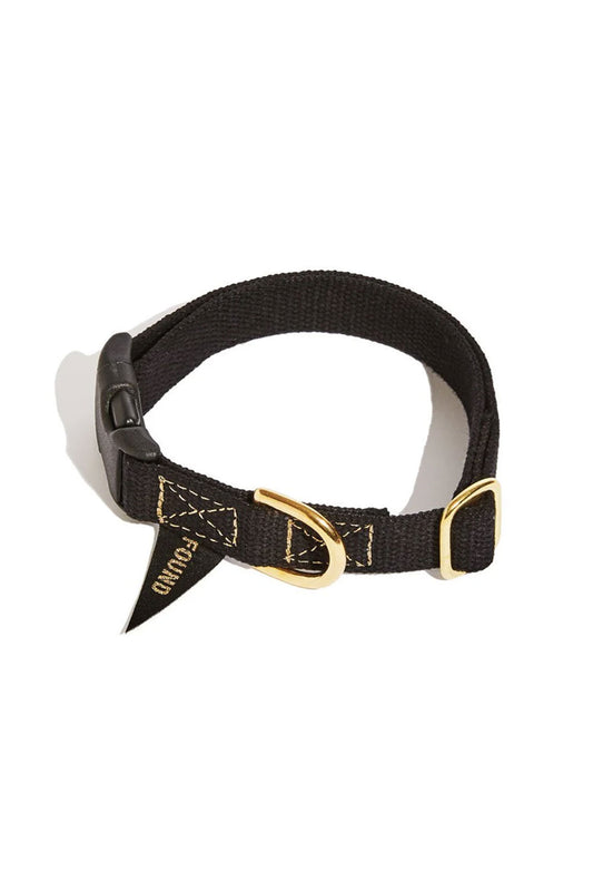 FOUND MY ANIMAL CLASSIC COTTON DOG COLLAR - BLACK