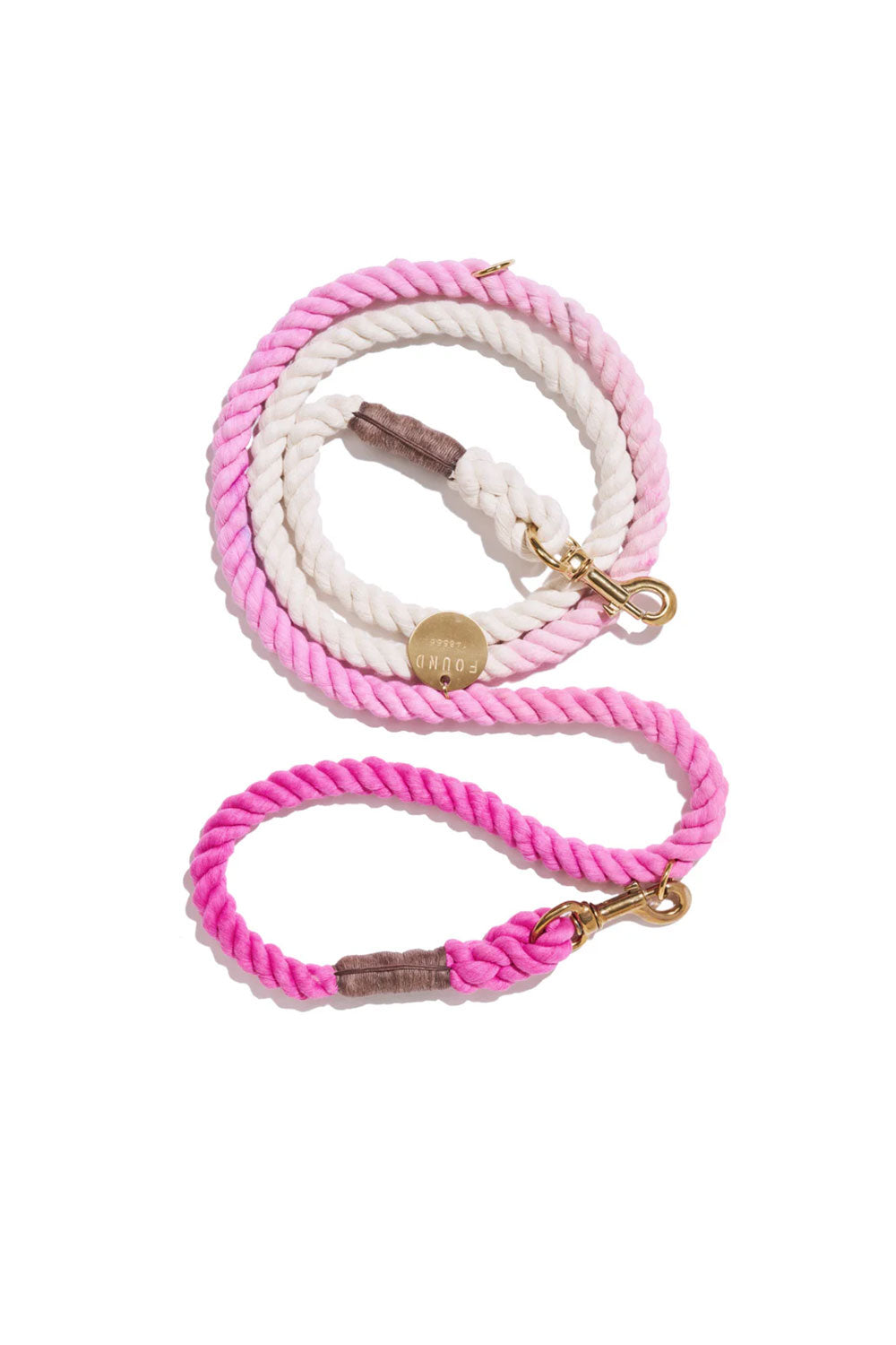 FOUND MY ANIMAL COTTON ROPE DOG LEASH, BOLT SNAPS, ADJUSTABLE - COTTON CANDY