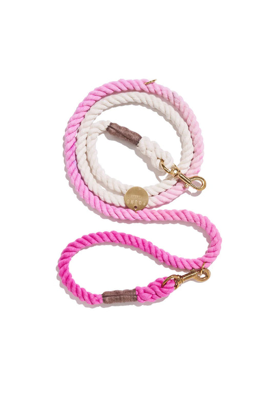 FOUND MY ANIMAL COTTON ROPE DOG LEASH, BOLT SNAPS, ADJUSTABLE - COTTON CANDY