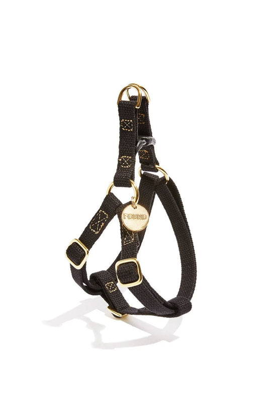 FOUND MY ANIMAL CLASSIC COTTON ROPE DOG & CAT HARNESS - BLACK