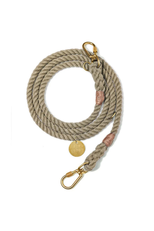 FOUND MY ANIMAL ROPE DOG LEASH, ADJUSTABLE & HANDCRAFTED - DARK TAN