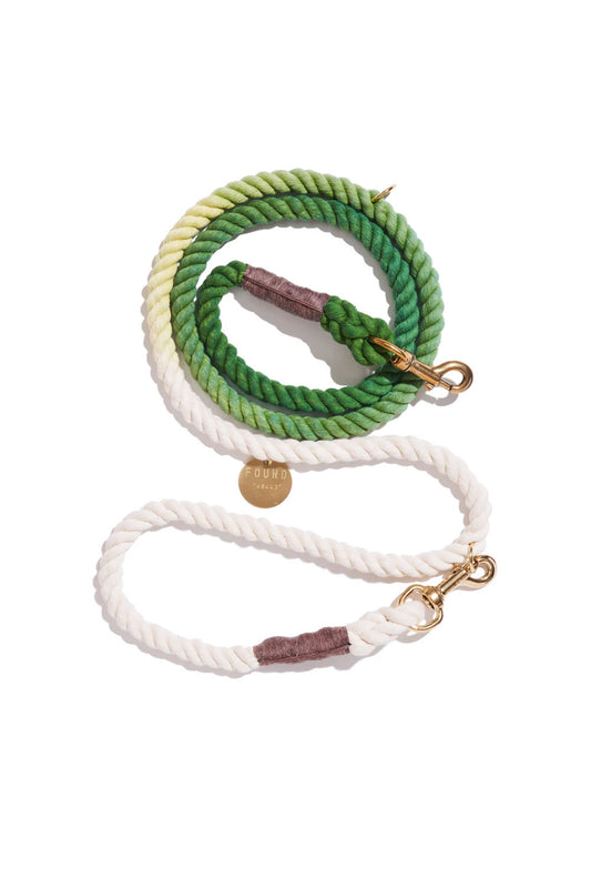 FOUND MY ANIMAL COTTON ROPE DOG LEASH, BOLT SNAPS, ADJUSTABLE - FERN GREEN