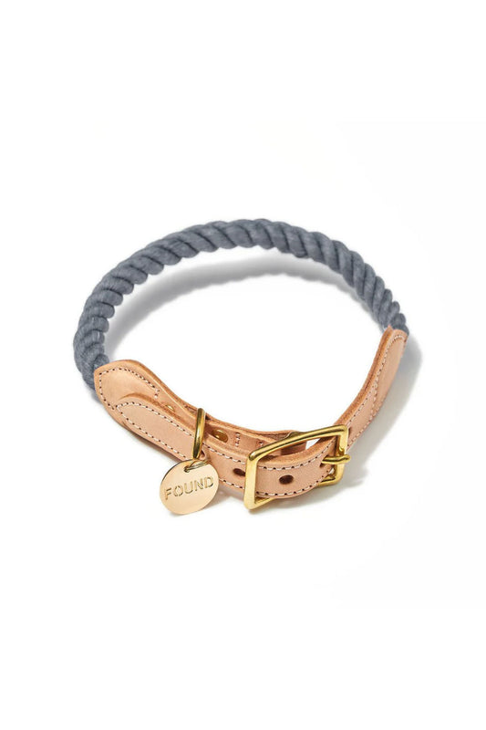 FOUND MY ANIMAL UP-CYCLED ROPE CAT & DOG COLLAR - GREY