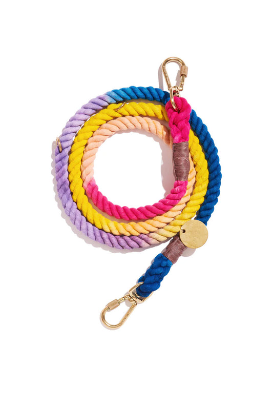 FOUND MY ANIMAL COTTON ROPE DOG LEASH, ADJUSTABLE & HANDCRAFTED - LIGHT PRISMATIC
