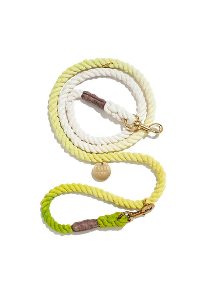 FOUND MY ANIMAL COTTON ROPE DOG LEASH, BOLT SNAPS, ADJUSTABLE - LIME