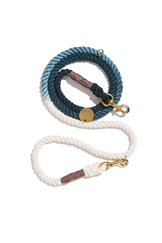 FOUND MY ANIMAL COTTON ROPE DOG LEASH, BOLT SNAPS, ADJUSTABLE - MARINE GREEN