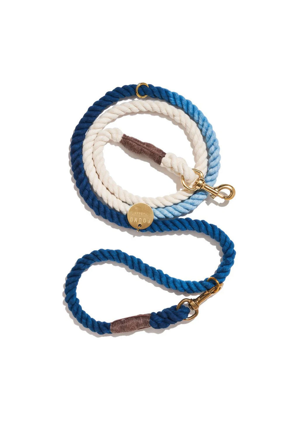 FOUND MY ANIMAL COTTON ROPE DOG LEASH, BOLT SNAPS, ADJUSTABLE - NAVY