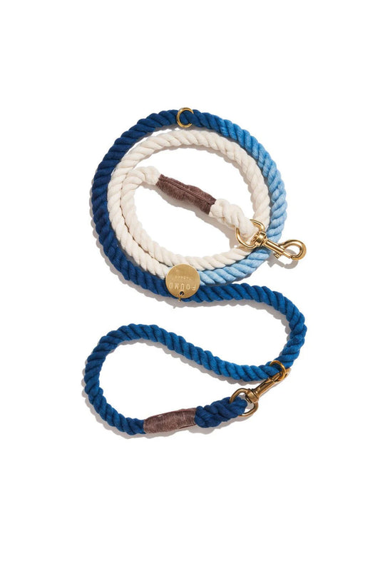 FOUND MY ANIMAL COTTON ROPE DOG LEASH, BOLT SNAPS, ADJUSTABLE - NAVY