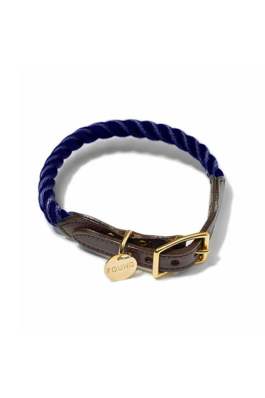 FOUND MY ANIMAL NYLON ROPE CAT & DOG COLLAR - NAVY