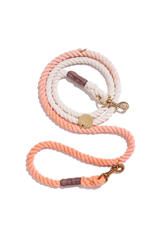 FOUND MY ANIMAL COTTON ROPE DOG LEASH, BOLT SNAPS, ADJUSTABLE - PEACH