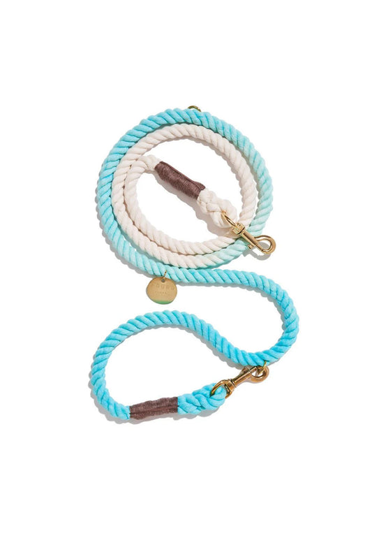 FOUND MY ANIMAL COTTON ROPE DOG LEASH, BOLT SNAPS, ADJUSTABLE - ROBIN'S EGG BLUE