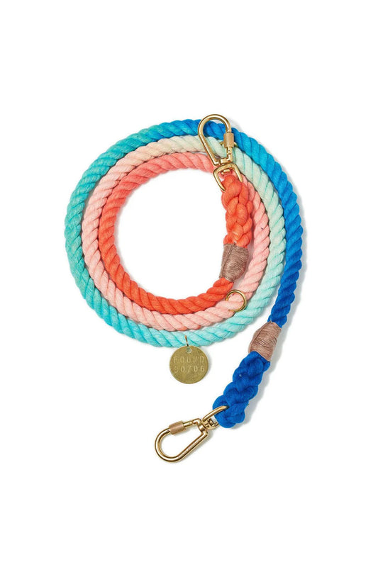 FOUND MY ANIMAL COTTON ROPE DOG LEASH, ADJUSTABLE - SWEET PEA OMBRE