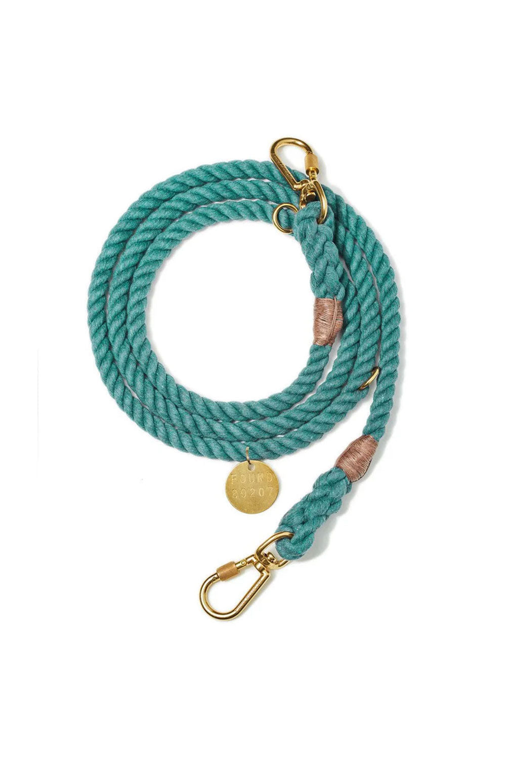 FOUND MY ANIMAL UP-CYCLED ROPE DOG LEASH, ADJUSTABLE & HANDCRAFTED - TEAL